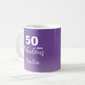 Lila 50 und fabelhaftes 50. Geburtstag Foto Kaffeetasse (Vorderseite Links)