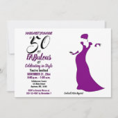 Lila 50 und FABulous Birthday Party Einladung (Vorderseite)