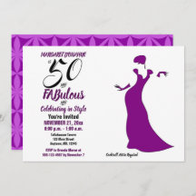 Lila 50 und FABulous Birthday Party Einladung