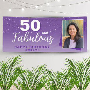 Lila 50 und fantastisch 50. Geburtstagsfoto Banner