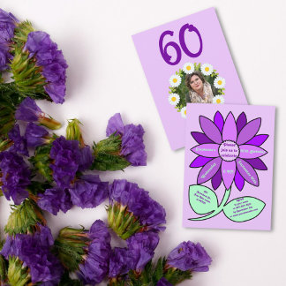 Lila 60. Geburtstag Einfache Lila Sonnenblume Einladung