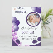 Lila 60. Geburtstag Einladung (Stehend Vorderseite)