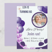 Lila 60. Geburtstag Einladung (Vorne/Hinten)