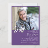 Lila 60. Geburtstag Foto Einladung (Vorderseite)