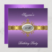 Lila 60. Geburtstagsparty Einladung Lila (Vorne/Hinten)