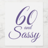 Lila 60 und Sassy Geburtstag Weinetikett (Einzelnes Label)