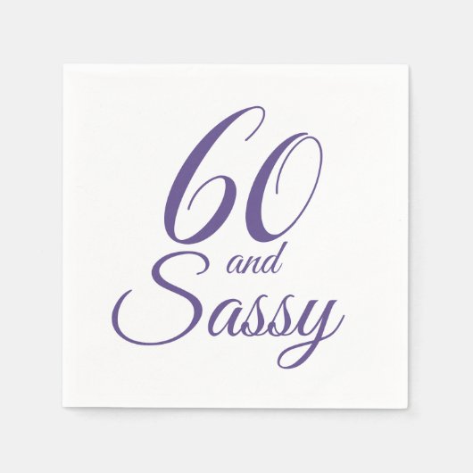 Lila 60 und Sassy Geburtstagsparty Serviette (Vorderseite)