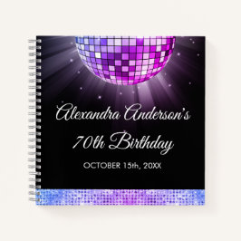 Lila 70. Geburtstag 70. Disco Ball Guest Book Notizblock