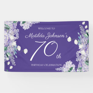 Lila 70. Geburtstag Wisteria Flora Elegantes Party Banner