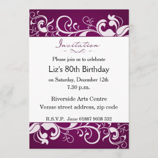 Lila 80. Geburtstag Einladung