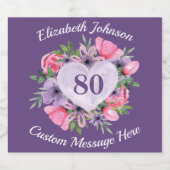 Lila 80. Geburtstag Sparkling Weinflaschen Etikett (Einzelnes Label)