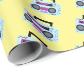 Lila 80er 90er wirft Musikkopierpapier zurück Geschenkpapier (Rolleneckpunkt)