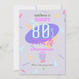 Lila 80er Geometric Print Party Einladung