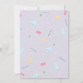 Lila 80er Geometric Print Party Einladung (Rückseite)