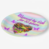 LILA 85. GEBURTSTAGSPAPIER-TELLER PAPPTELLER (Schrägansicht)