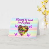 LILA 90. BLESSINGS BIRTHDAY CARD KARTE (Gelbe Blume)