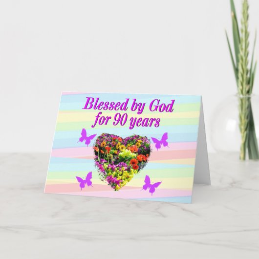 LILA 90. BLESSINGS BIRTHDAY CARD KARTE (Vorderseite)
