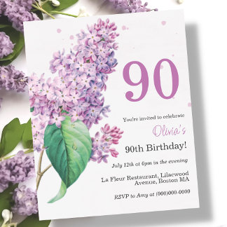 Lila | 90. Budget Geburtstag Einladung
