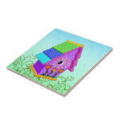 Lila A-Frame-Birdhouse-Fliesen und Trivets Fliese (Seite)