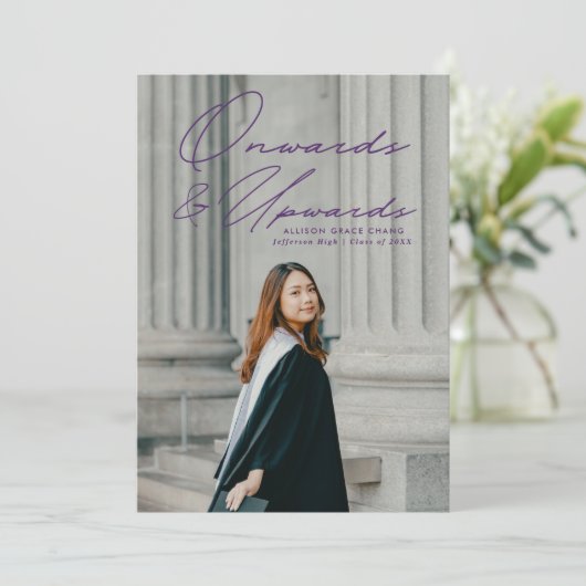 Lila ab und ab 2 Foto Abschluss Ankündigung (Stehend Vorderseite)