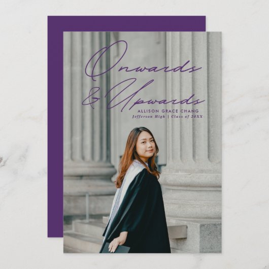 Lila ab und ab 2 Foto Abschluss Ankündigung (Vorne/Hinten)