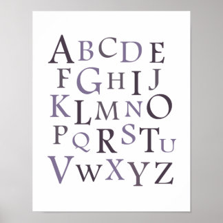 Lila ABC Kinderzimmer Typografie Poster