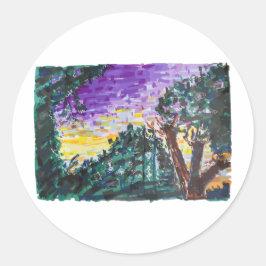 Lila Abend Runder Aufkleber