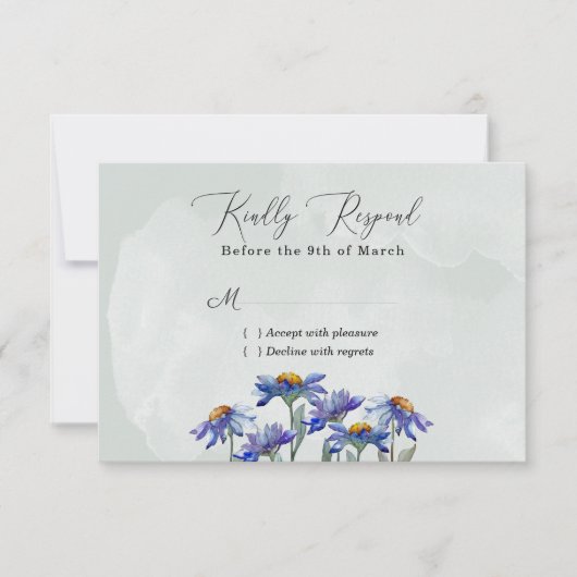 Lila Abendrot Rustikales Gesichtsgrün RSVP Karte (Vorderseite)