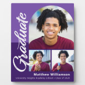 Lila Abschluss 3 Foto Fett Bogenschrift Modern Fotoplatte (Vorderseite)