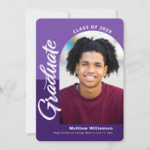 Lila Abschluss 4 Foto Fett Bogenschrift Modern Ankündigung (Vorderseite)