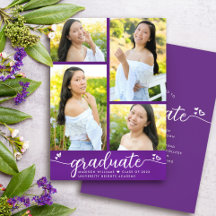 Lila Abschluss 4 Foto Moderne Schrift Herzen