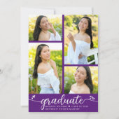 Lila Abschluss 4 Foto Moderne Skriptherzen Ankündigung (Vorderseite)