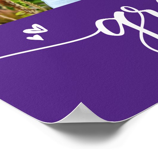 Lila Abschluss 4 Foto Script Hearts Modern Poster (Ecke)