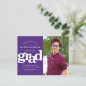 Lila Abschluss-Änderung von Plänen kühnen Typograf Einladungspostkarte (Stehend Vorderseite)