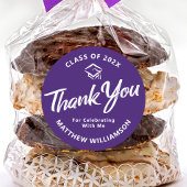 Lila Abschluss Bold Script Cap Vielen Dank Runder Aufkleber