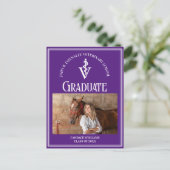 Lila Abschluss der White Veterinary School Foto Postkarte (Stehend Vorderseite)