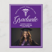 Lila Abschluss des Fotos der White Medical School Ankündigungspostkarte (Vorderseite)