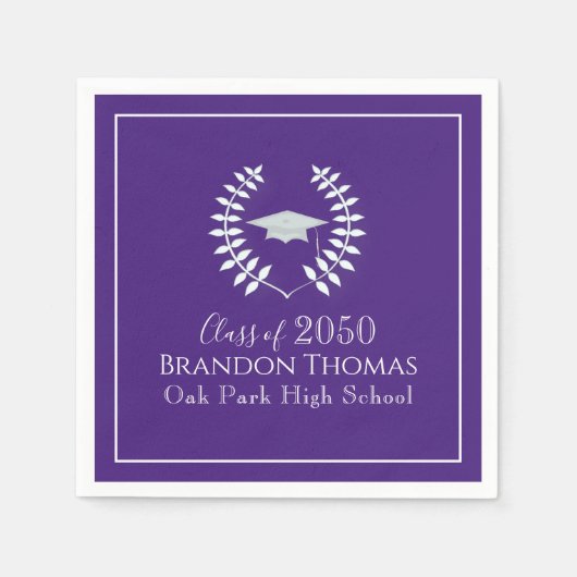 Lila Abschluss Elegante Laureate Custom Serviette (Vorderseite)