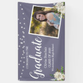 Lila Abschluss Foto Blumenzellenleuchten Banner (Vertikal)