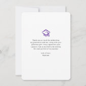 Lila Abschluss Foto Bold Arcskript Moderne Dankeskarte (Rückseite)