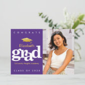 Lila Abschluss Foto Goldkappe Ankündigung (Stehend Vorderseite)