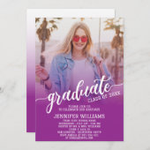 Lila | Abschluss Foto Grad Graduate Party Einladung (Vorne/Hinten)