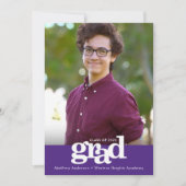 Lila Abschluss Foto moderne, fette Typografie Ankündigung (Vorderseite)