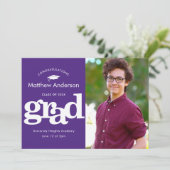 Lila Abschluss Foto moderne, fette Typografie Ankündigung (Stehend Vorderseite)