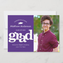 Lila Abschluss Foto moderne, fette Typografie Ankündigung