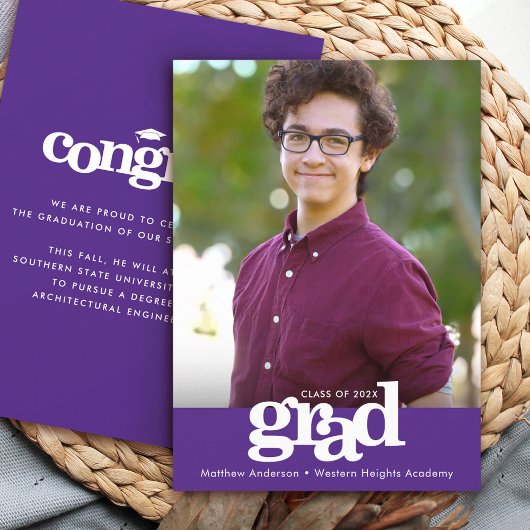 Lila Abschluss Foto moderne, fette Typografie Ankündigung