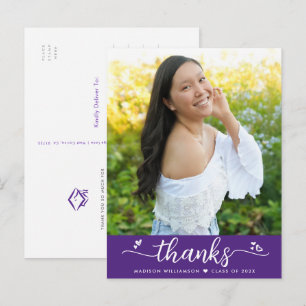 Lila Abschluss Foto Script Herzlichen Dank Postkarte
