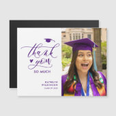 Lila Abschluss für elegantes Script-Foto Vielen Da Magnetkarte (Vorne/Hinten)