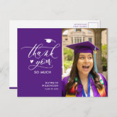 Lila Abschluss für elegantes Script-Foto Vielen Da Postkarte (Vorne/Hinten)