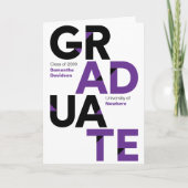 Lila Abschluss für große, kühne, knackige Buchstab Einladung (Vorderseite)